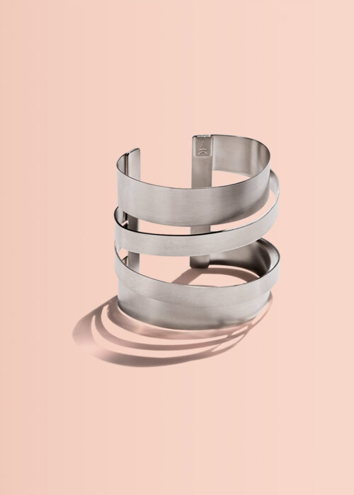 Armreif-Statement-Kreise-silber-matt